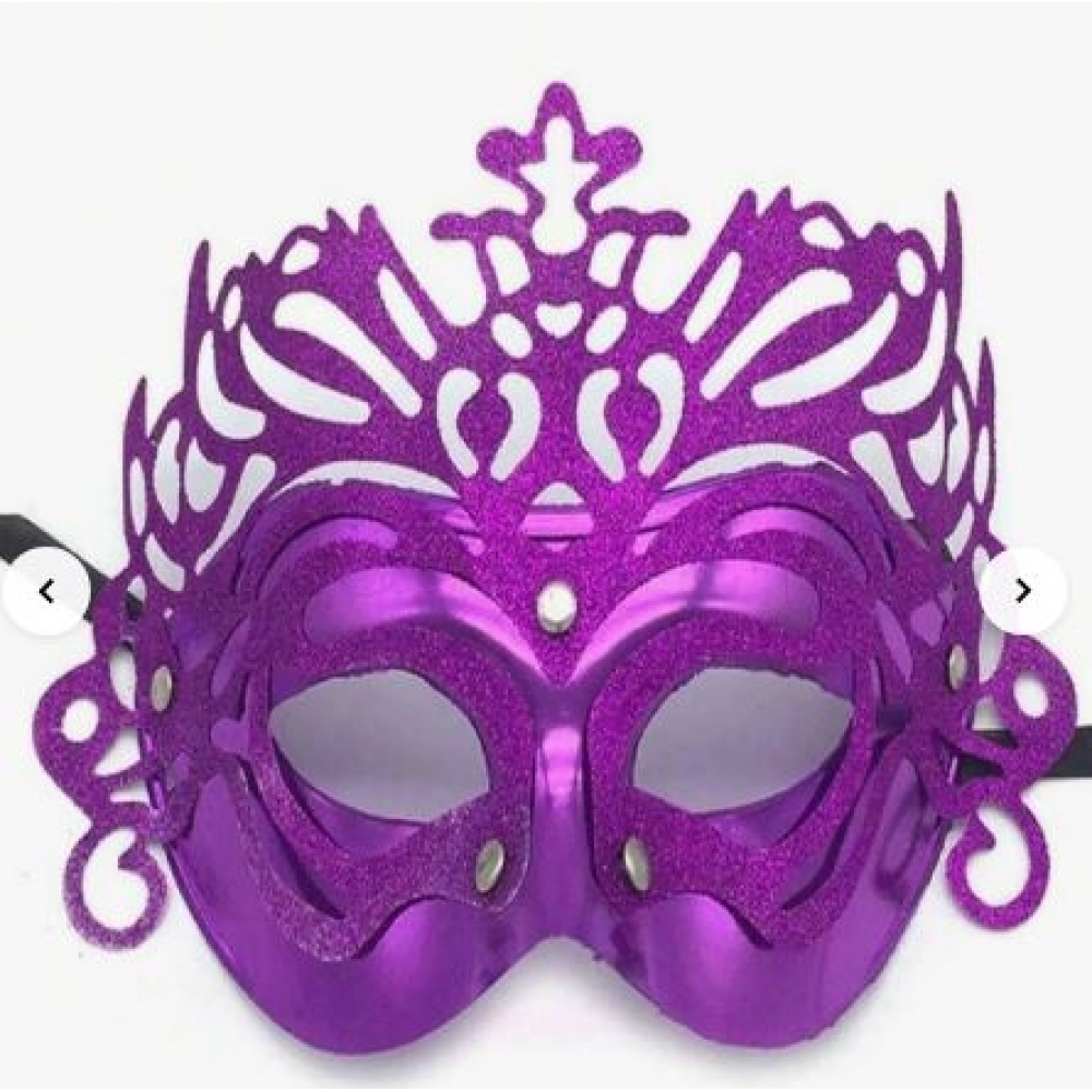Máscara Veneza Metálica Glitter Roxa - Máscaras