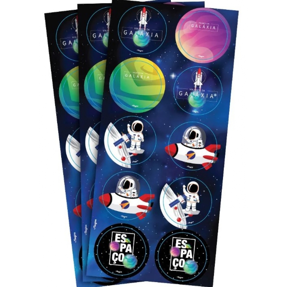 Adesivo Redondo Espacial c/30 Regina Festas - Temas Infantis