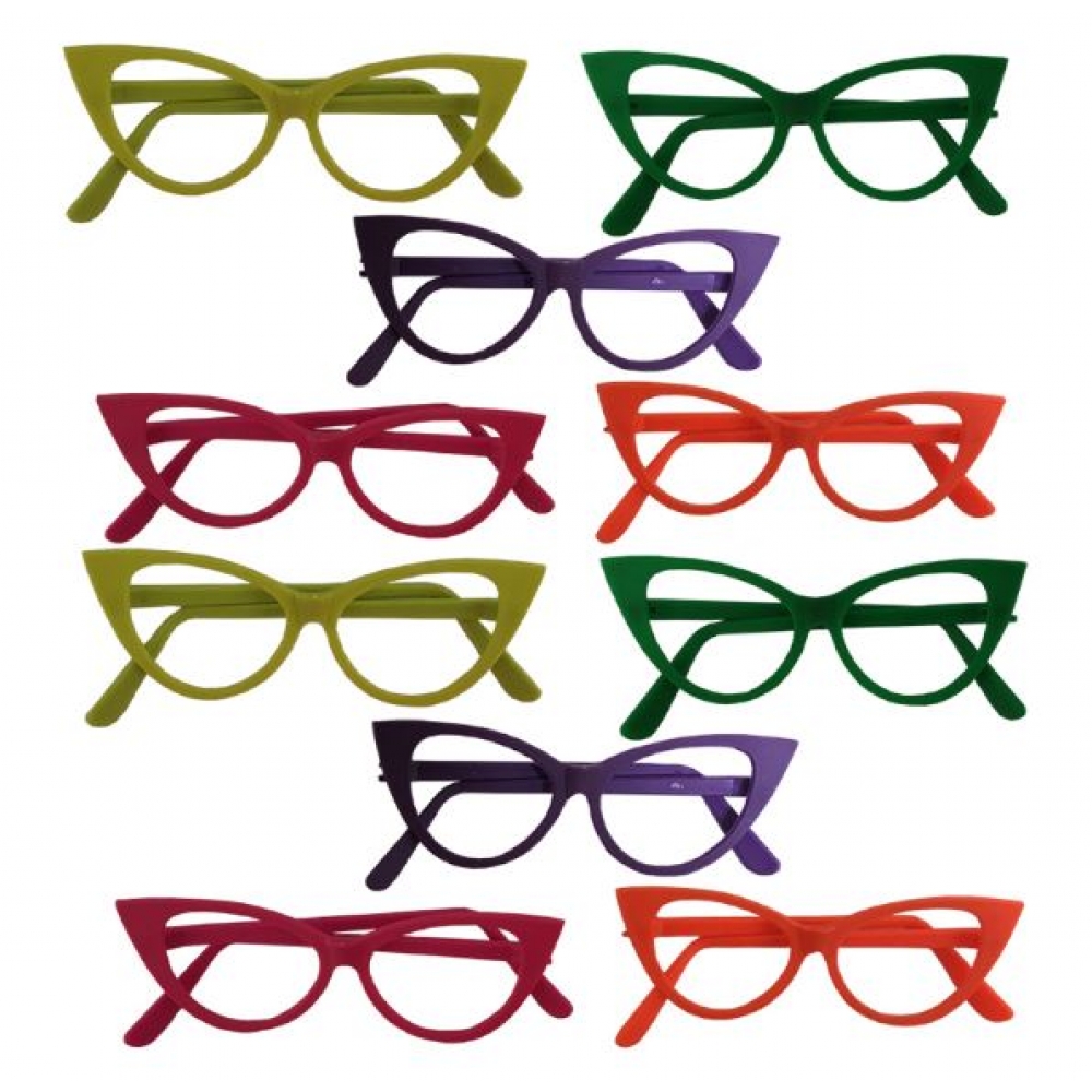 Óculos Gatinho Luxo Colorido c/10 Rasul - Artigos para Festa