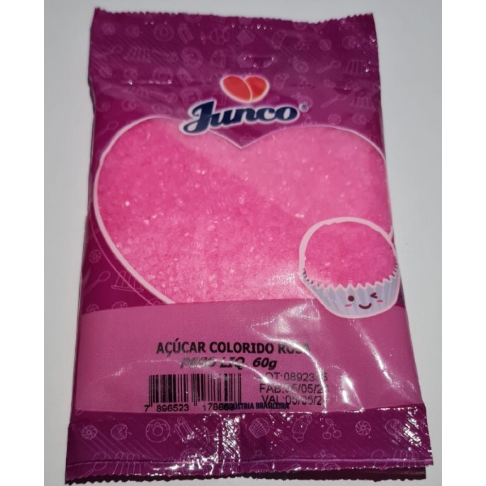 Açúcar Colorido Rosa 60g Junco - Doces para festa