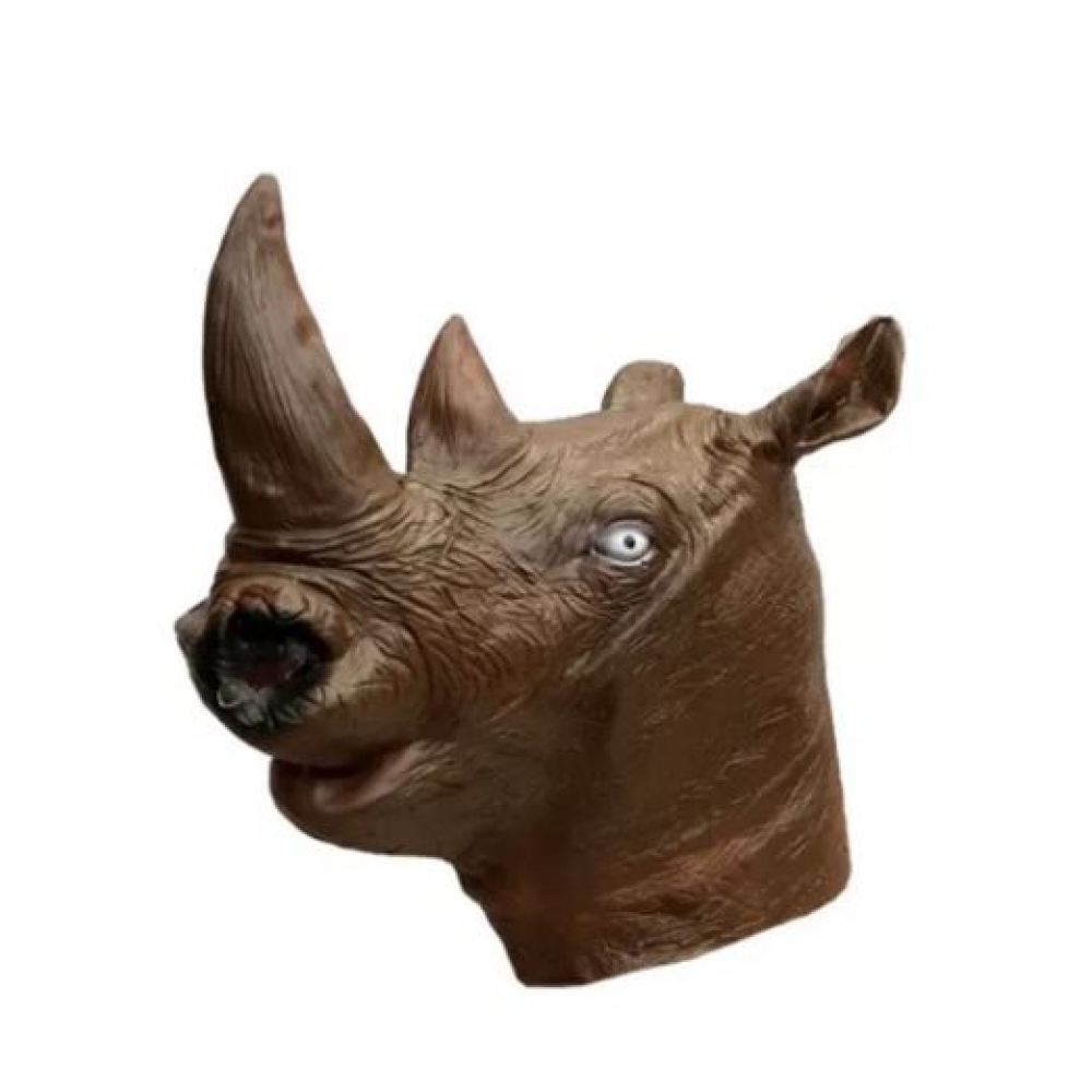 Máscara Látex Rinoceronte Marrom Inteira Importada - Máscaras