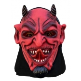 Máscara Látex Lúcifer Vermelho Capuz Spook - Máscaras de Terror