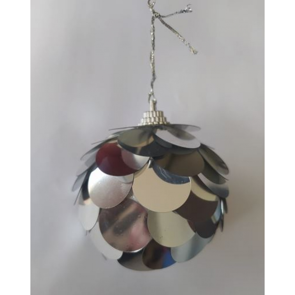 Enfeite Bola Natalina Lantejoula Prata 6cm - Natal