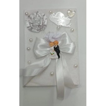 Caderno de Assinaturas de Casamento Branco Modelo 2 Pequeno