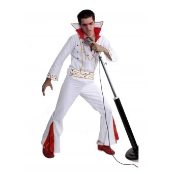Fantasia Rei do Rock Elvis Branco Adulto Rei Eli Ana