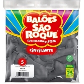 Balão 5 Cintilante Prata c/25 São Roque - Balões