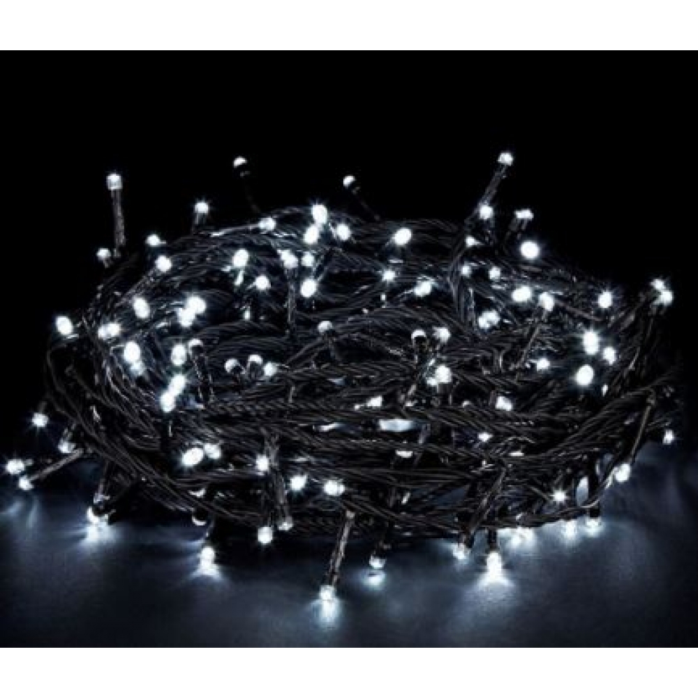 Pisca Pisca 100 Led 10 Metros 110V Branco Frio Fio Verde - Natal