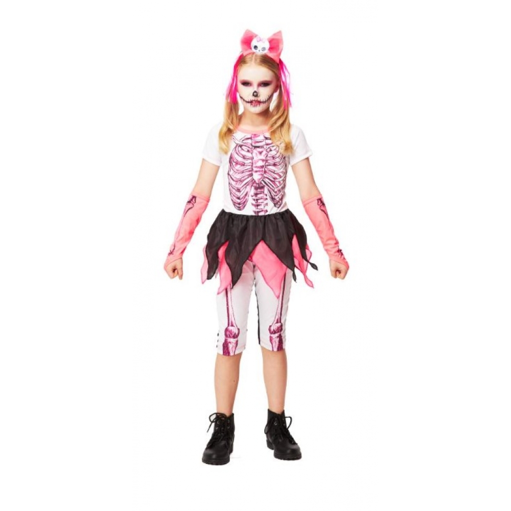 Fantasia Esqueleto Pink Skull Infantil Super - Fantasias Infantis