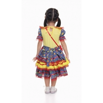 Vestido Junino Infantil Fogueira Amarelo Longo