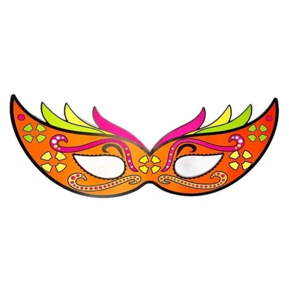 Painel Máscara Gigante Neon Laranja Carnaval Reino das Festas - Carnaval