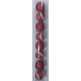Enfeite Bola Natalina Decorada Vermelha e Branca 6cm c/8 - Natal