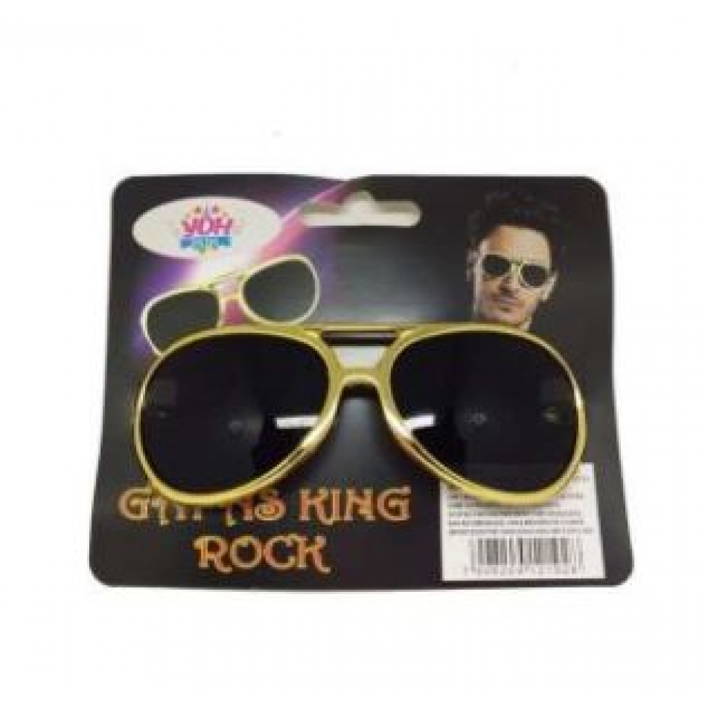 Óculos Elvis Rock Star Dourado - Acessórios para fantasia