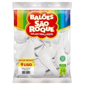 Balão 9 Liso Branco Polar c/50 São Roque