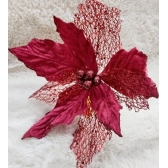 Enfeite Natalino Flor Com Glitter - Natal