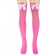 Meia 7/8  Pink Com Renda e Laço Branco Adulto - Acessórios para fantasia