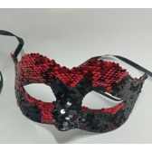Máscara Veneza Paetê Vermelha e Preta - Máscaras