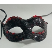 Máscara Veneza Paetê Vermelha e Preta - Máscaras