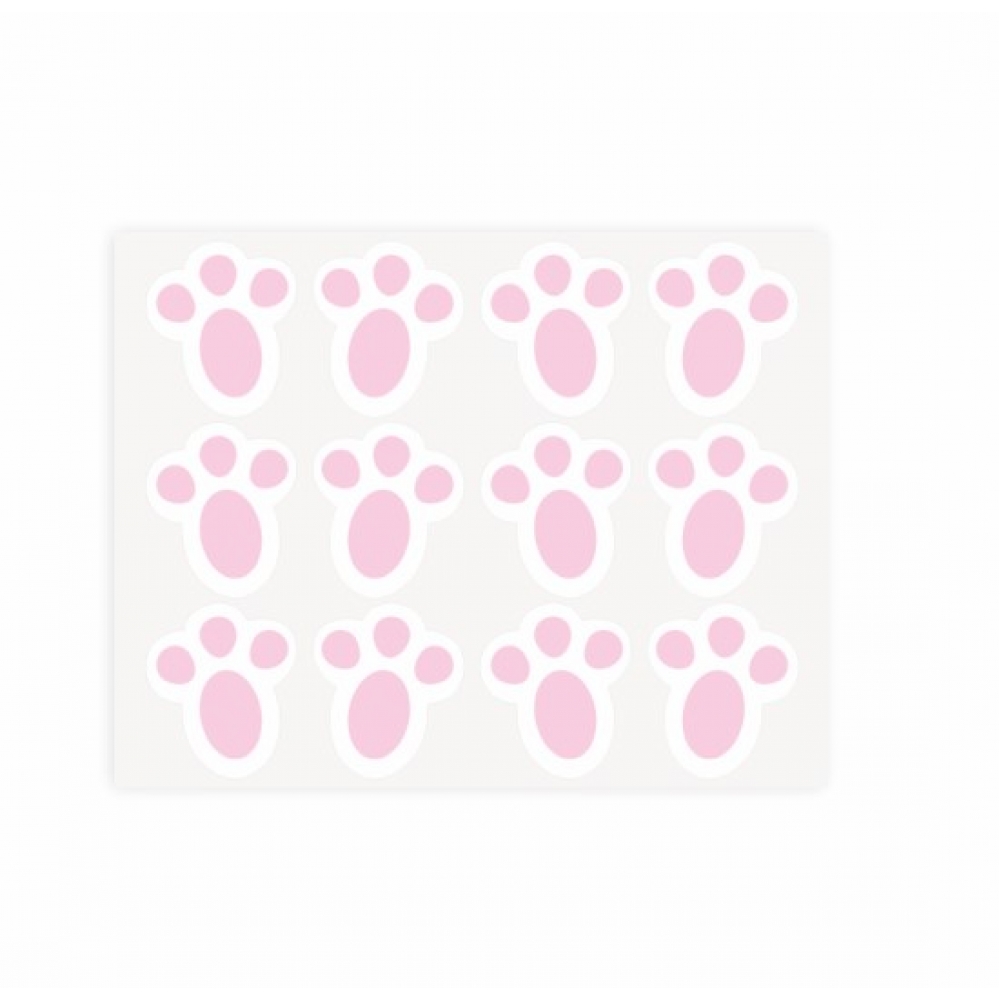 Adesivo Pegadas de Coelho Rosa c/24 Duster - Páscoa