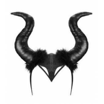 Tiara Chifre Malévola Preta Cetim