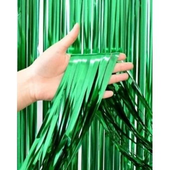 Cortina de Ráfia Metalizada Verde 1m x 2m