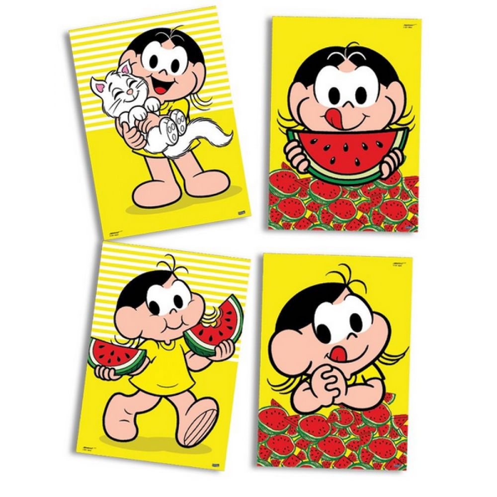 Quadros Decorativos Magali Melancia c/4 Festcolor - Temas Infantis Festcolor