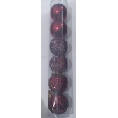 Enfeite Bola Natalina Craquelada/ Lisa/ Marsala 8cm c/6 - Natal