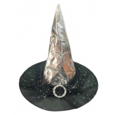 Chapéu de Bruxa Prata com Tule Adulto - Halloween