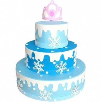 Bolo Fake Flocos de Neve 3 Andares Modelo Cia do E.V.A