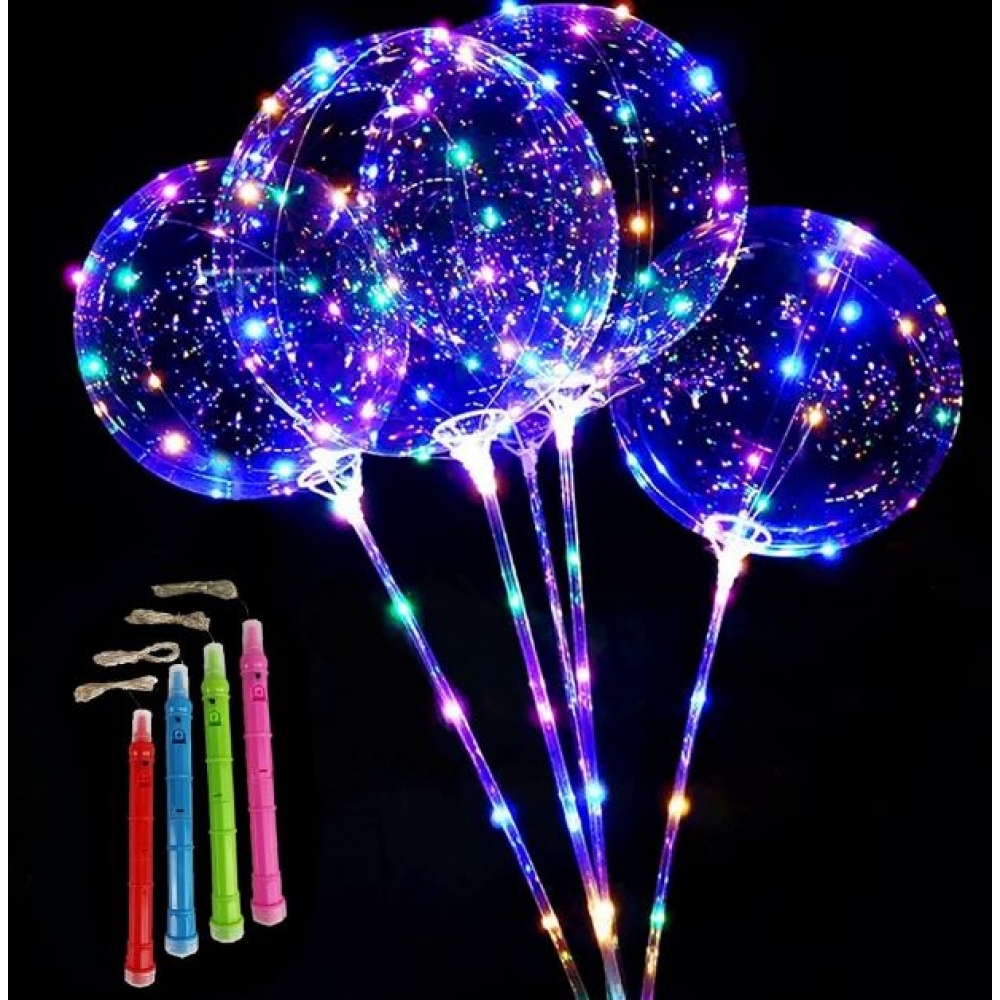 Kit Balão Bubble Colorido Com Vareta e Led - Balões