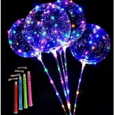 Kit Balão Bubble Colorido Com Vareta e Led - Balões