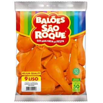 Balão 9 Liso Laranja Mandarim c/50 São Roque