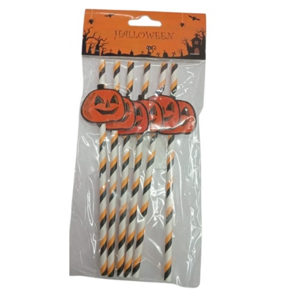 Canudo de Papel Halloween Abóbora c/6 - Halloween