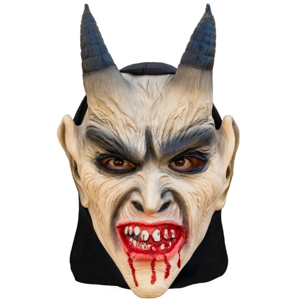 Máscara Látex Chifrudo Capuz Spook - Máscaras de Terror