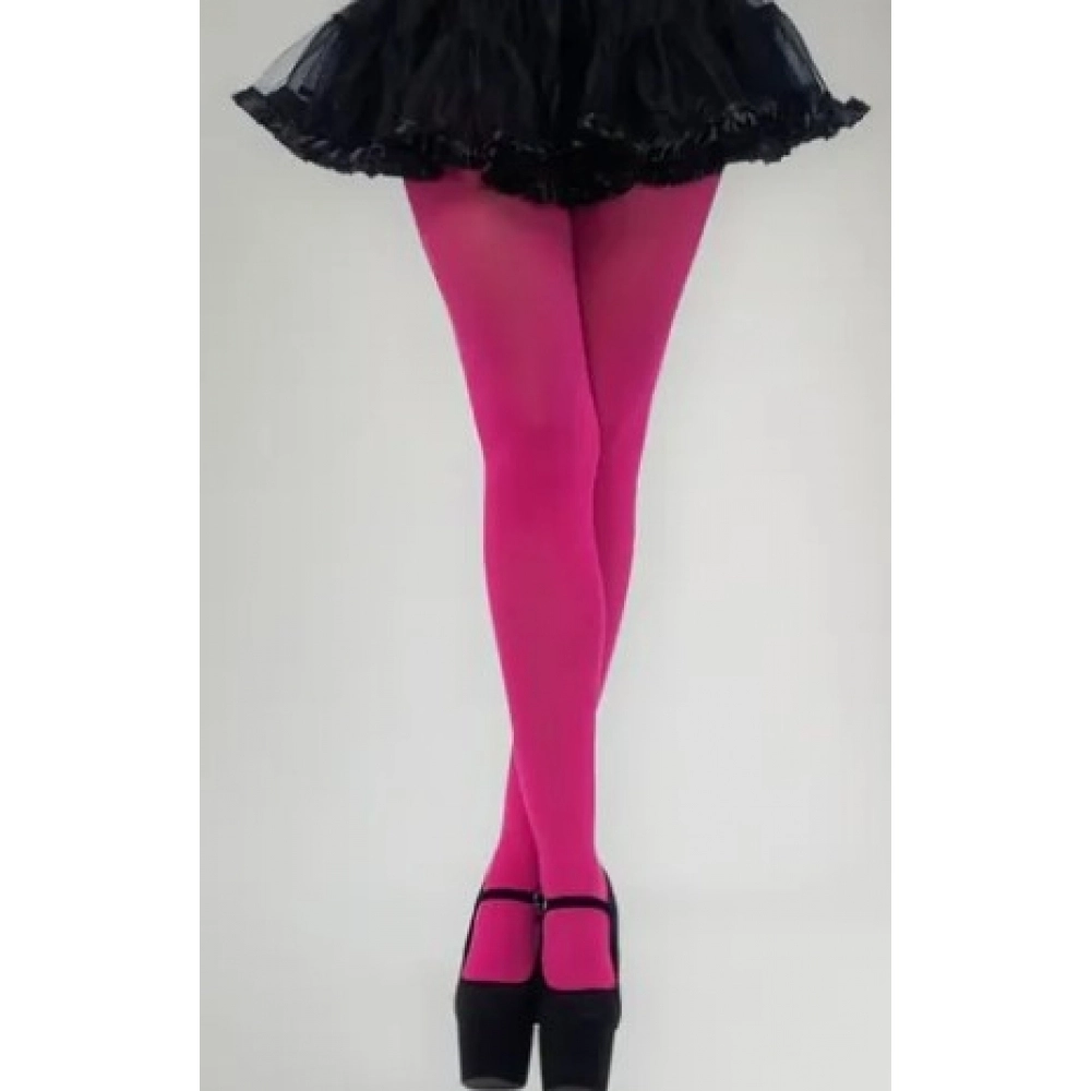 Meia Calça Lisa Pink Neon Adulto - Acessórios para fantasia