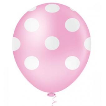 Balão 10 Bolinhas Rosa Baby e Branco c/25 Pic Pic