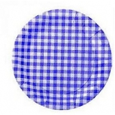 Prato Redondo Xadrez Azul Escuro c/8 Kaixote - Descartáveis