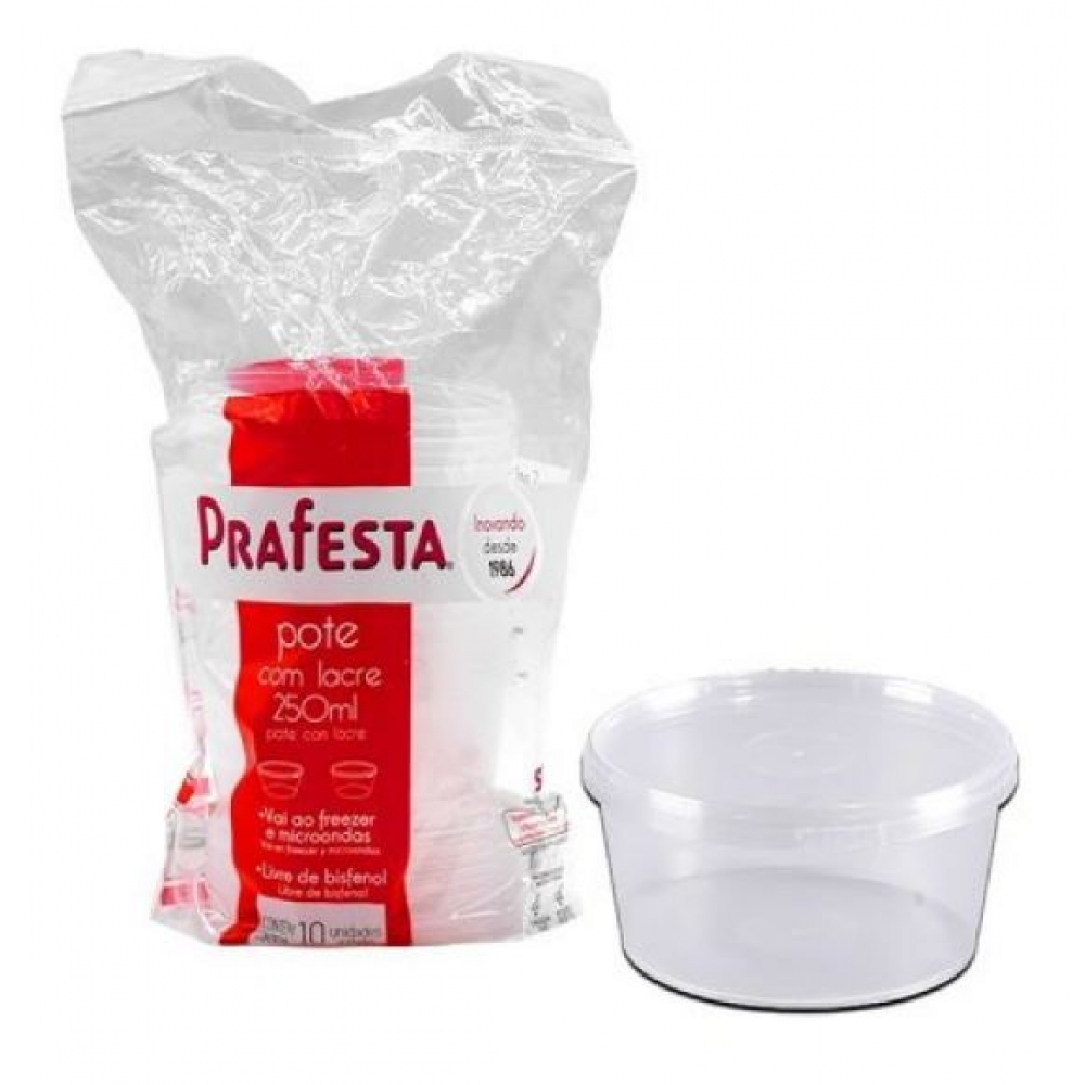 Pote Redondo c/ Tampa 250ml c/24u Prafesta - Descartáveis