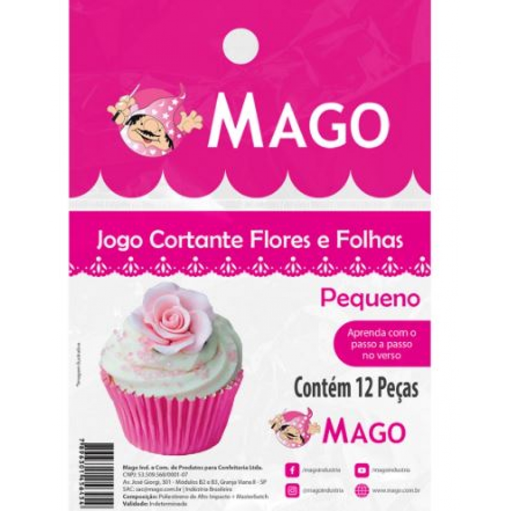 Jogo Cortante de Flores e Folhas Pequeno c/12 Mago - Confeitaria