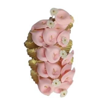 Buque em Biscuit Rosa Bebê e Dourado