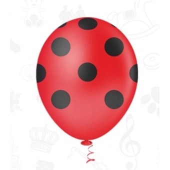 Balão 10 Bolinhas Vermelho e Preto c/25 Pic Pic