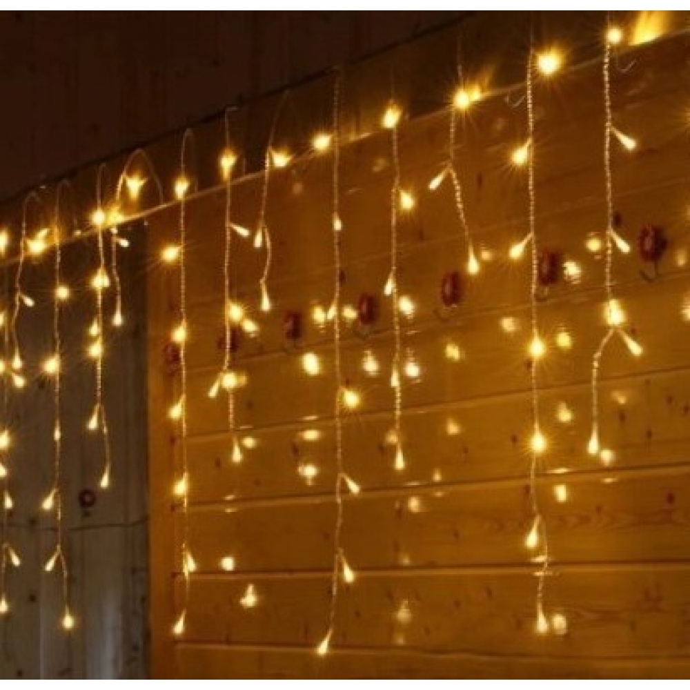 Pisca Cascata 200 Led 5 Metros 110V Branco Quente Fio Branco - Natal