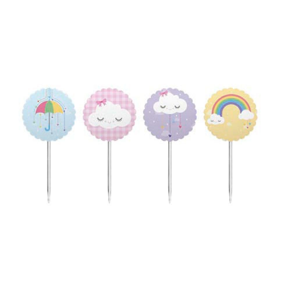 Toppers Para Doces e Salgados Chuva de Amor c/8 Junco - Temas Infantis