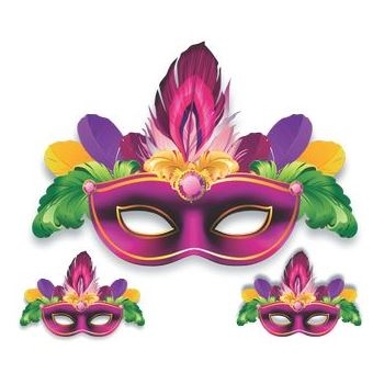 Kit Painel Máscara Rosa Carnaval c/3 Festa Maluca