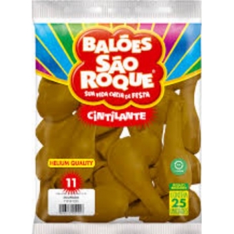 Balão 11 Cintilante Dourado c/25 São Roque