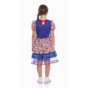 Vestido Junino Infantil Coração Azul