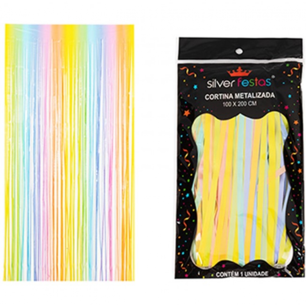 Cortina de Ráfia Fosca Colorida Candy 1m x 2m - Decoração