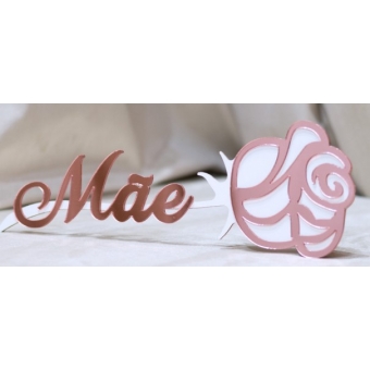 Enfeite de Mesa MDF Dia das Mães Rosa Grinfest