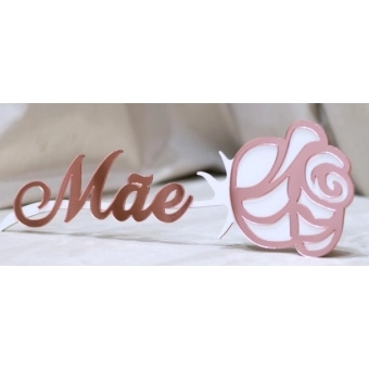 Enfeite de Mesa MDF Dia das Mães Rosa Grinfest
