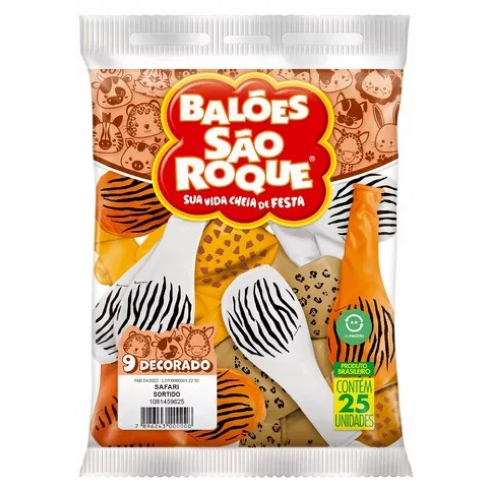 Balão Especial 9 Safári Sortido c/25 São Roque - Balões