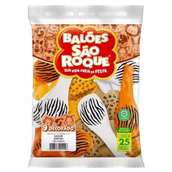 Balão Especial 9 Safári Sortido c/25 São Roque